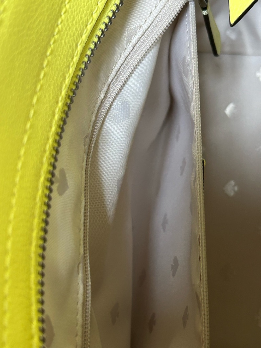 kate spade Yellow, White & Tan Leather Satchel w/Top Handles Approx. 12 x 19 x 4 - Picture 14 of 15